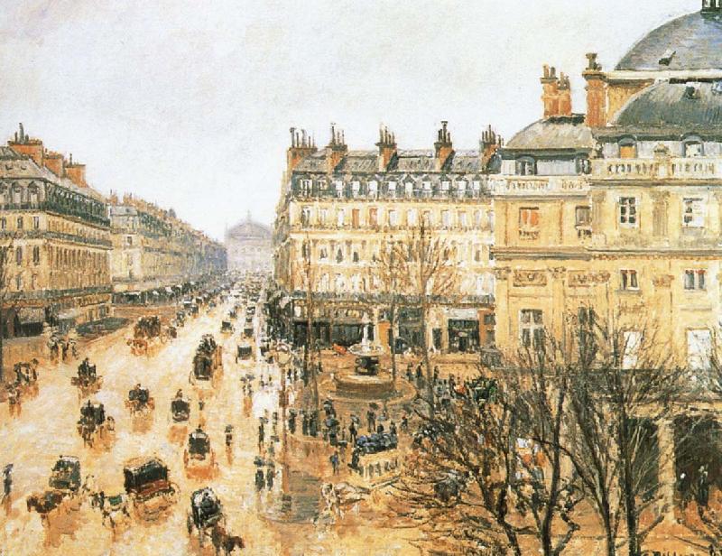 Camille Pissarro Theater Square, the French rain oil painting picture